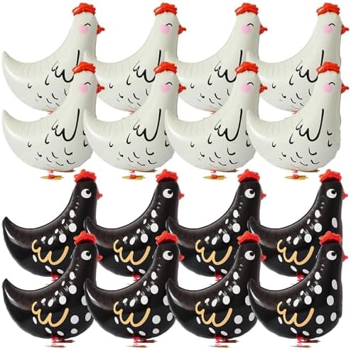 16 Piece Walking Chicken Balloons with Feet - Farm Theme Decorations