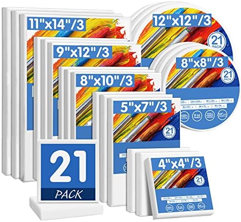 FIXSMITH 21 Pack Stretched Canvases for Painting