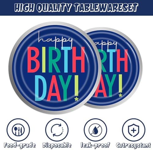 141Pcs Dark Blue Party Supplies for 20 Guests