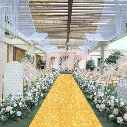 FUHSY Gold Aisle Runner for Wedding Ceremony