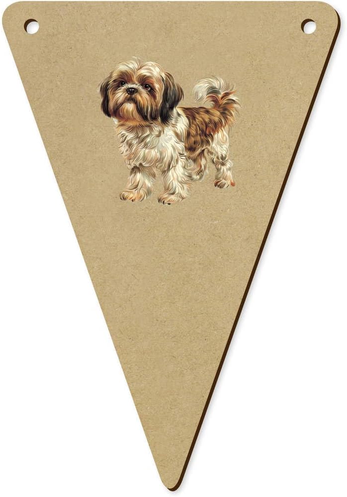 5 Pack Shih Tzu Wooden Bunting Flags 140mm