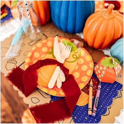 Pumpkin Shaped Plates Napkins and Cups Fall Party Set