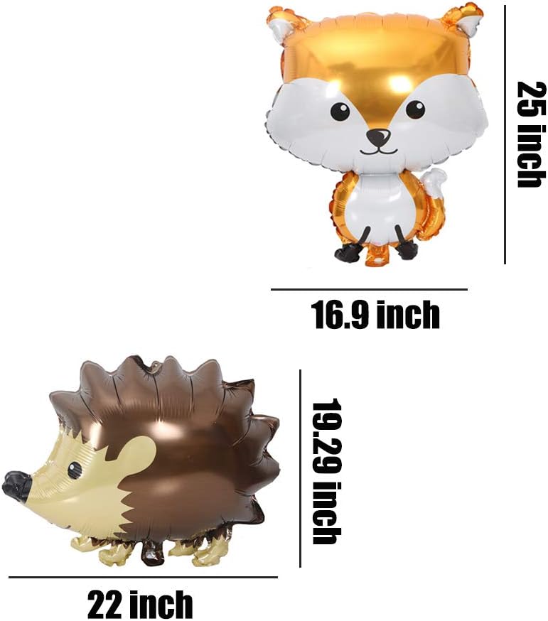 Woodland Animal Balloons 4PCS Fox Hedgehog Squirrel Raccoon