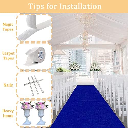 KAMPCO 2mm Blue Aisle Runner Carpet for Weddings and Events