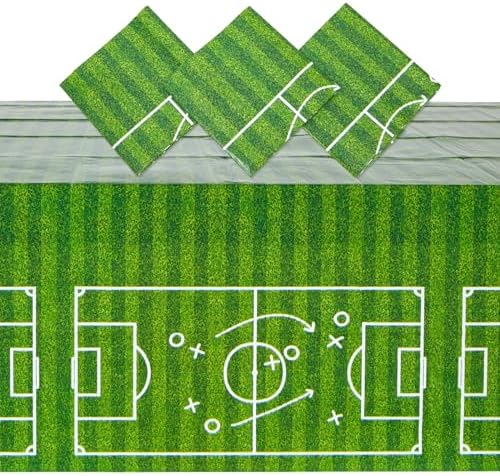 BLUE PANDA 3 Pack Grass Table Cloths for Soccer Parties