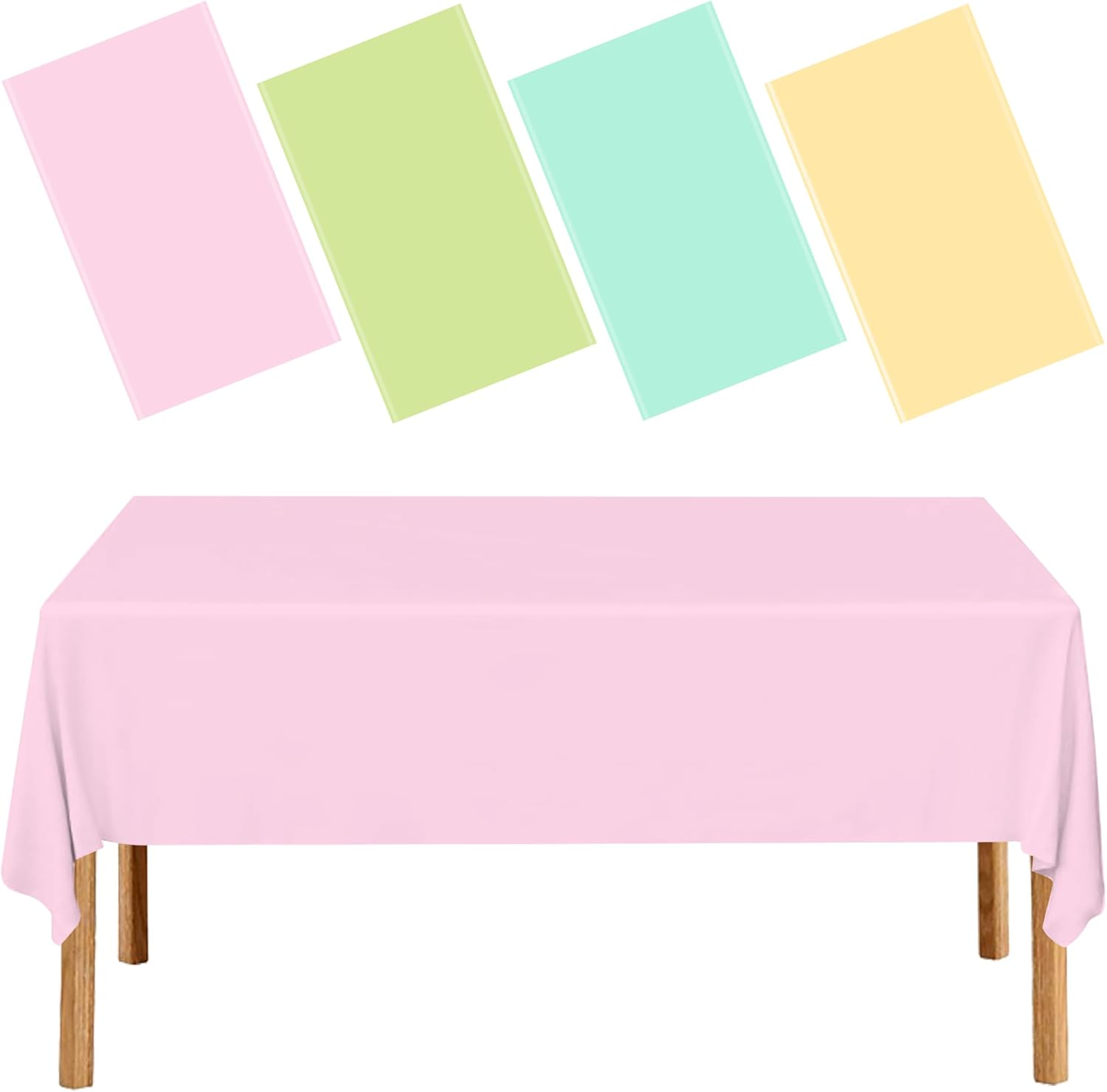 4 Pack Pastel Plastic Tablecloths 54x108 Inch Rainbow Party Decorations