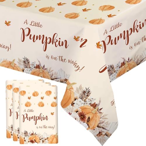 MEHOFOND Fall Boho Pumpkin Baby Shower Tablecloth - 3 Pack