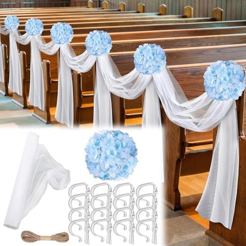 Riceshoot 34 Pcs Wedding Aisle Decor Tulle Clips