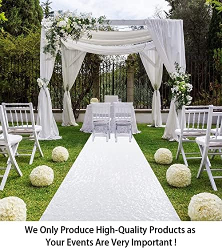 ShiDianYi White Aisle Runners for Weddings 24Inchx15FT Sequin Carpet Runner