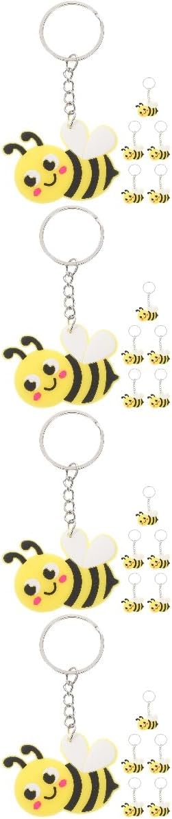 LUOZZY 24 Pcs Cartoon Bee Keychain Backpack Purse Hanging Keyring Party Favors
