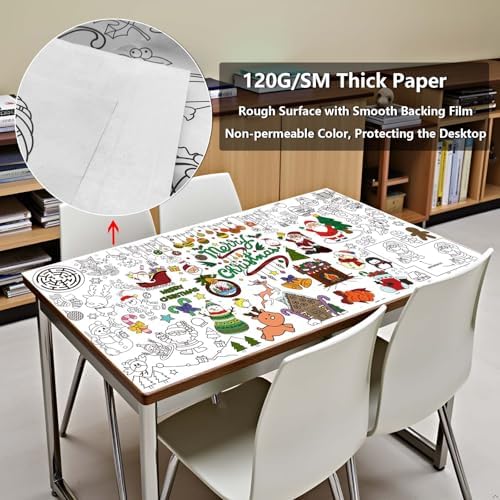 Dozobeede Christmas Coloring Poster 35x72 Inch Tablecloth
