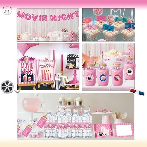 Party Supplies Pink Movie Night Decorations Set