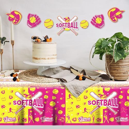 CC HOME Softball Themed Tablecloth 54x87 Inch