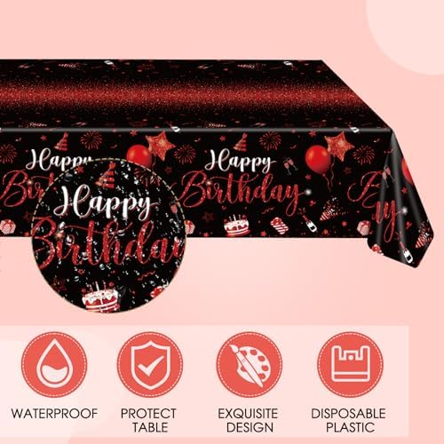 Red And Black Birthday Decorations Party Supplies Set