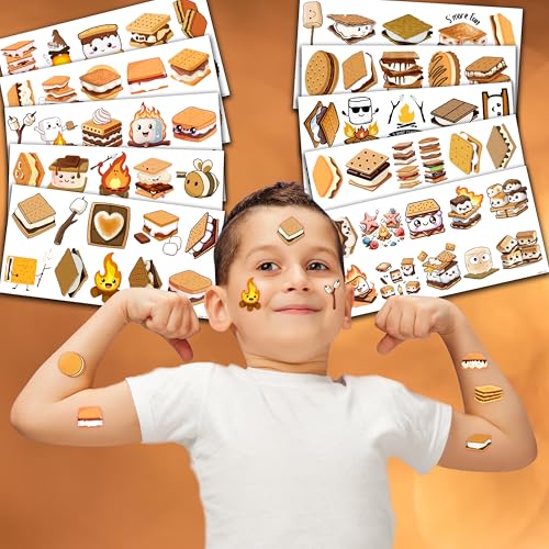 100 PCS Smores Temporary Tattoos for Kids and Adults