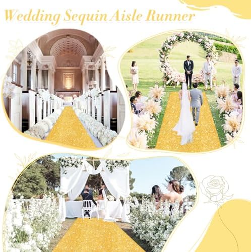 Gold Sequin Aisle Runner 2x15FT Wedding Decor