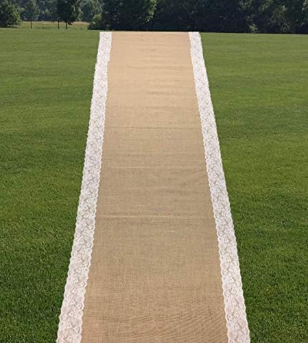 AAYU Premium Burlap Wedding Aisle Runner 48x50ft White Ivory