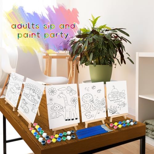48PCS Kids Paint Art Set with Canvas and Easel