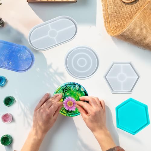 Gabrella 3 Pcs Silicone Resin Mold Set for DIY Coasters and Trays