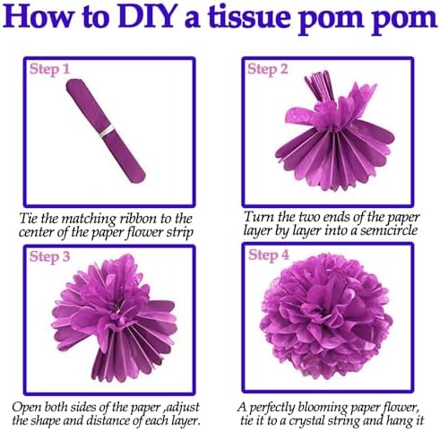 Pink White Tissue Paper Pom Poms Flower Set 27PCS