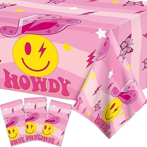 3 Pack Preppy Pink Smile Face Tablecloths