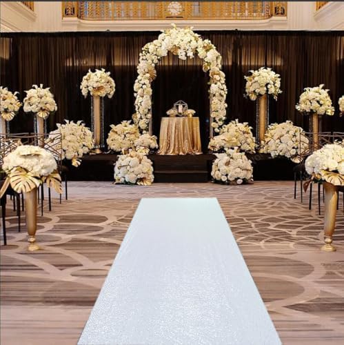 White Sequin Aisle Runner 3FTx15FT Wedding Carpet