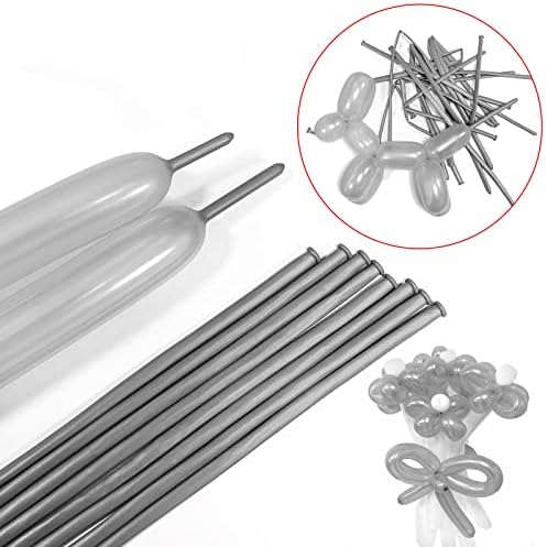 Silver Long Balloons 100pcs for Twisting Animals