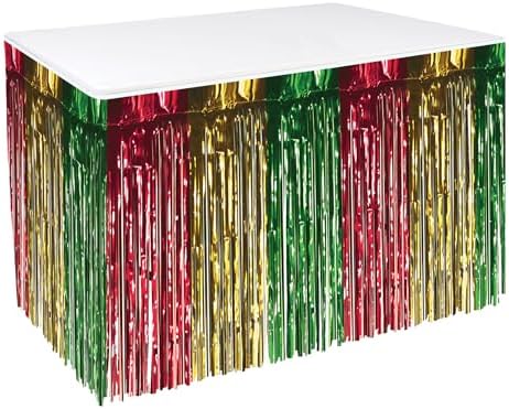 Beistle Metallic Table Skirting Red Gold Green 1 Count