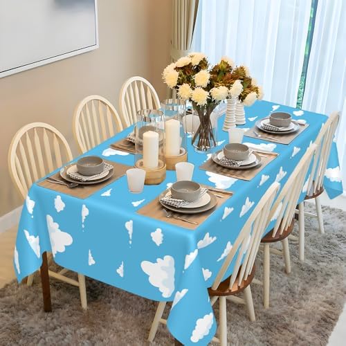 2 PCS Blue Sky and White Clouds Tablecloth for Birthday Party Supplies
