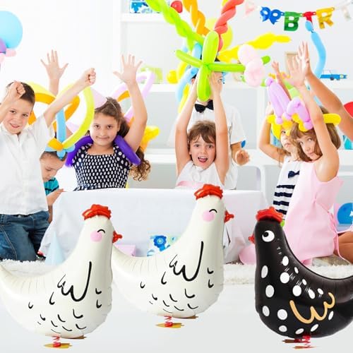 16 Piece Walking Chicken Balloons with Feet - Farm Theme Decorations