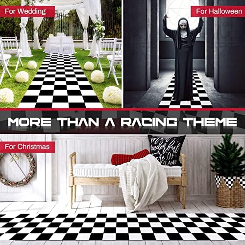Fabbay 2 Pcs Halloween Party Aisle Runner Checkered Pattern Polyester