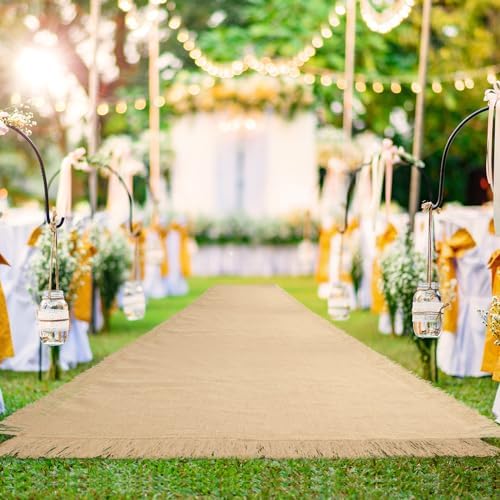 VitalCozy Jute Wedding Aisle Runner 40 x 50 Fringed