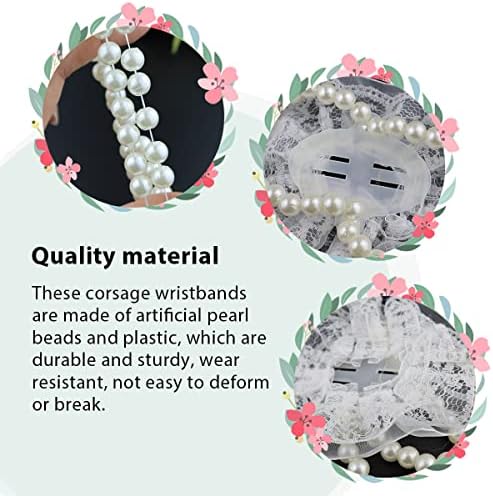 LEEFONE 10 Piece Elastic Pearl Wrist Corsage Bands