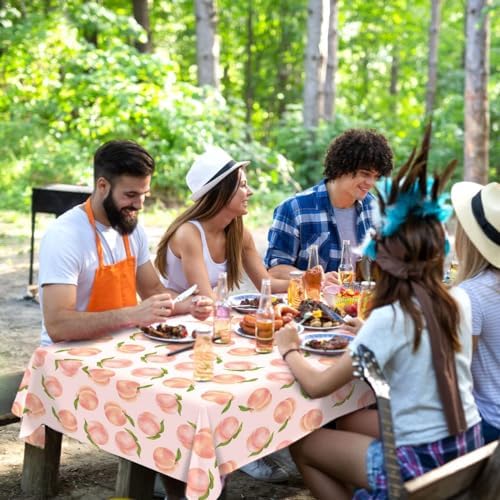 Peach Themed Disposable Plastic Tablecloth - Pack of 6