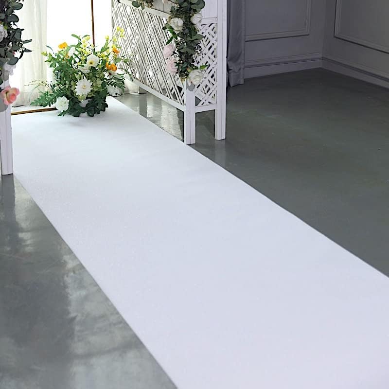 Balsa Circle 50 Feet White Glittered Aisle Runner