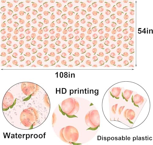 Peach Themed Disposable Plastic Tablecloth - Pack of 6