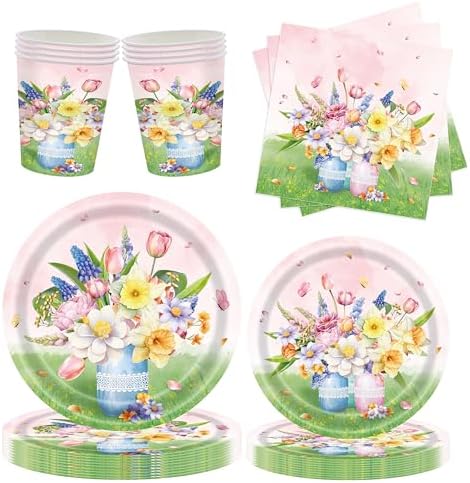 Floral Party Supplies Set for 20 Guests