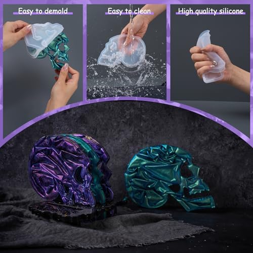 Halloween Skull Silicone Mold Set 4pcs with Holder