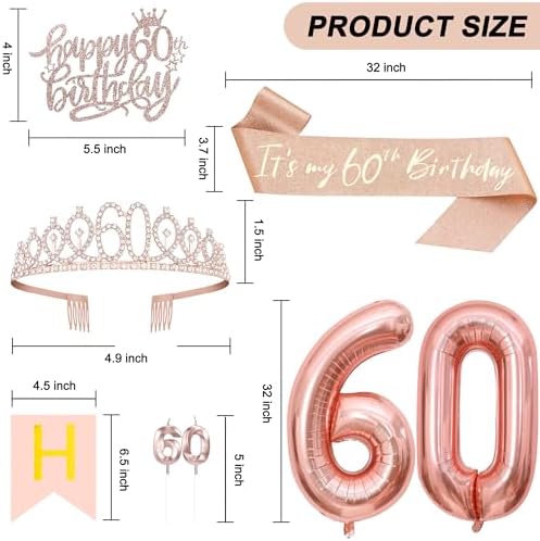 60th Birthday Decor Set Rose Gold