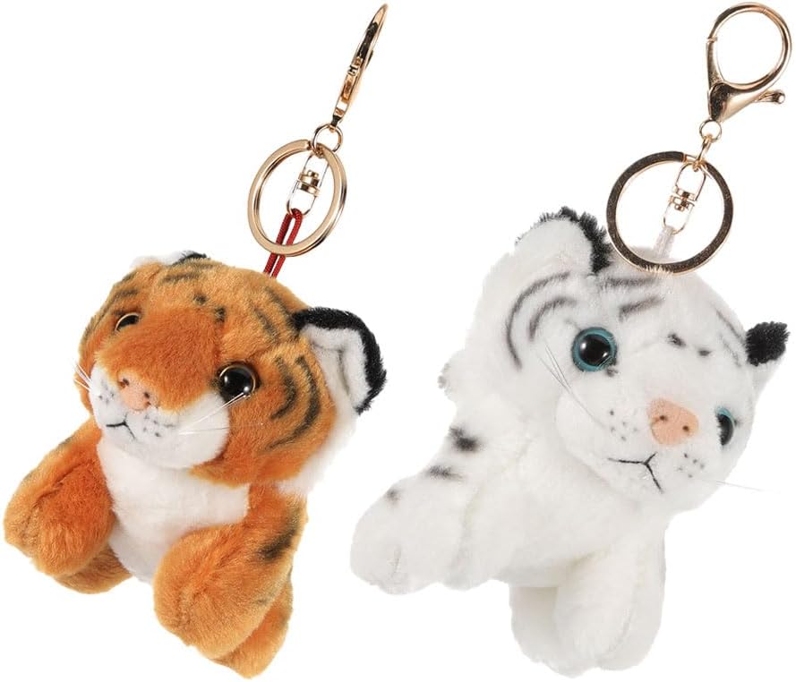 LUOZZY 4 Pcs Plush Tiger Keychains for Backpacks Handbags