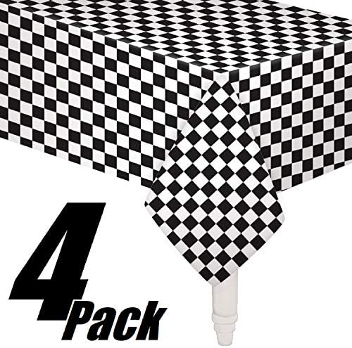 Oojami 4 Pack Black and White Checkered Table Covers