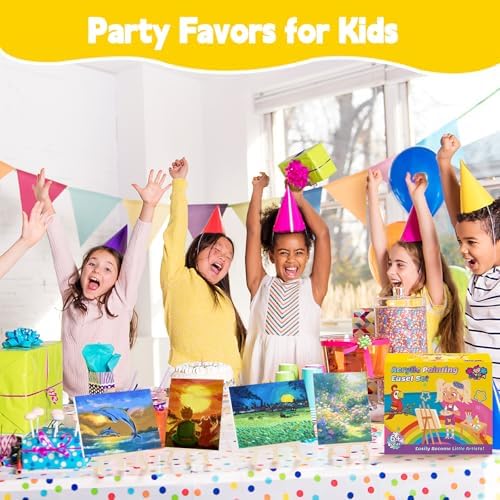 16 Pack 4x6 Inch Acrylic Paint Set with Mini Canvas and Easel
