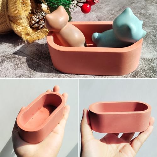 Wehous 2PCS Oval Silicone Candle Holder Mold