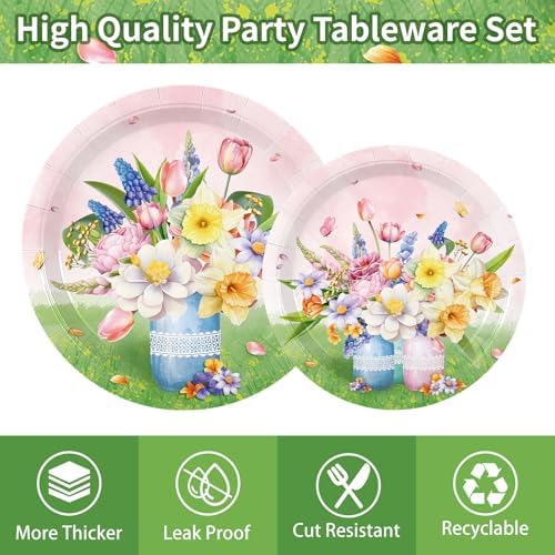 Floral Party Supplies Set for 20 Guests