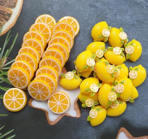 Ebonee Mini Resin Lemon Orange Slices Decor Accents 40 Pack