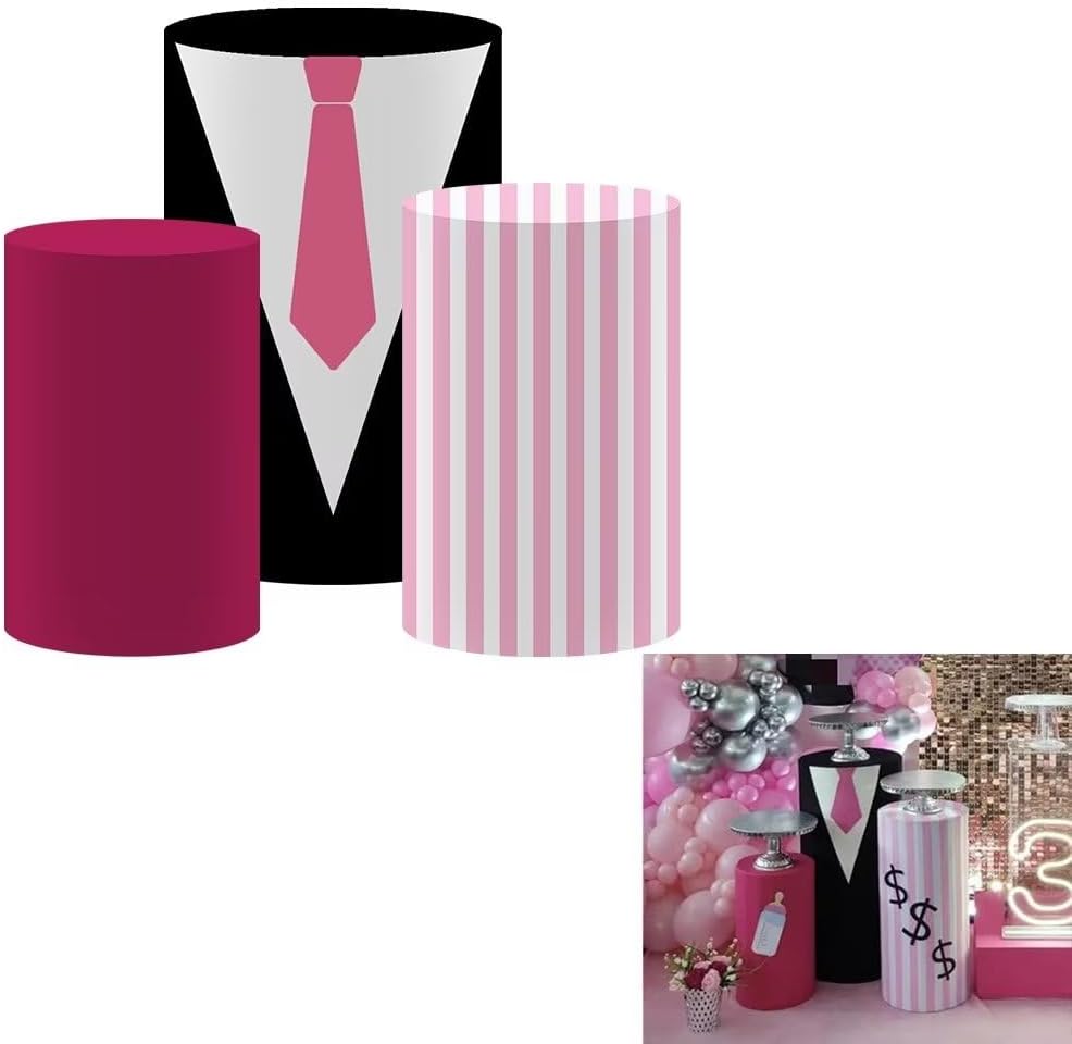 Ellteecz Pink Stripes Pedestal Tablecloth Cover 13x24