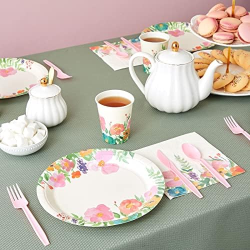 Juvale 144-Piece Floral Paper Plates Napkins Set