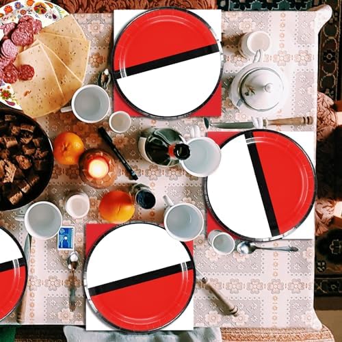 Cartoon Animated Party Plates 40PCS Red White Theme Set