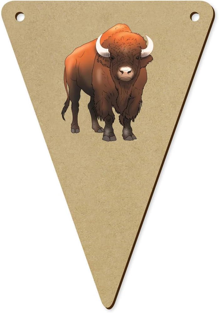 Azeeda 5 Piece Wild Bison Wooden Bunting Flags