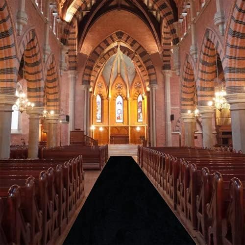 FUHSY Black Velvet Aisle Runner 4FTx15FT Wedding Carpet